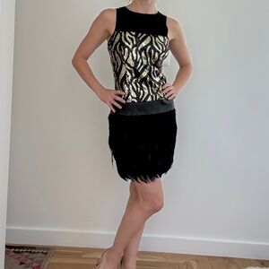 Baby Phat Black and Gold Sequin Mini Dress